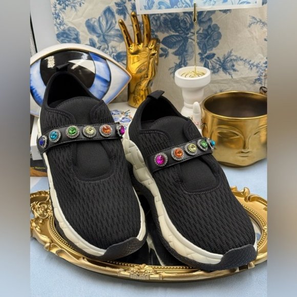 🆕 KURT GEIGER LONDON 🧿 NWOB Lond Knit Jewel Sneakers, Black - Sz EU40.5 US 9.5 - Picture 4 of 14
